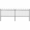 vidaXL Cerca de jardim com arco superior em a&ccedil;o 337x100 cm preta