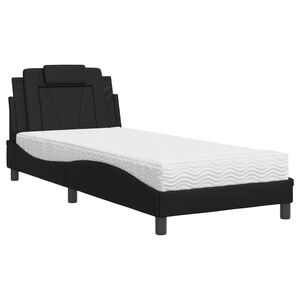 vidaXL Cama Viana com colch&atilde;o 80x200 cm couro artificial preto