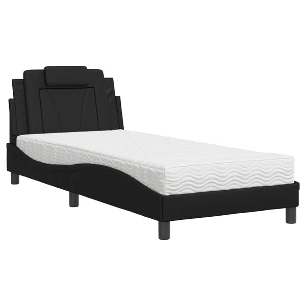 vidaXL Cama Viana com colch&atilde;o 80x200 cm couro artificial preto