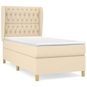vidaXL Cama com molas/colch&atilde;o 90x190 cm tecido cor creme