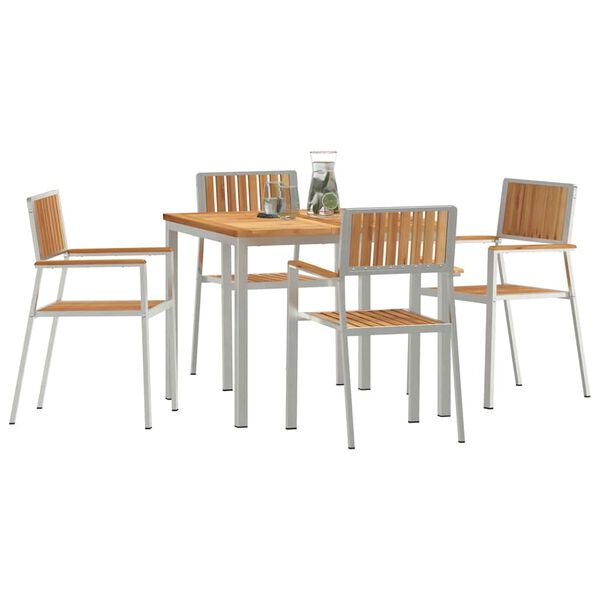 vidaXL Conjunto de Jantar para Exterior 5 pcs Madeira de Teca S&oacute;lida