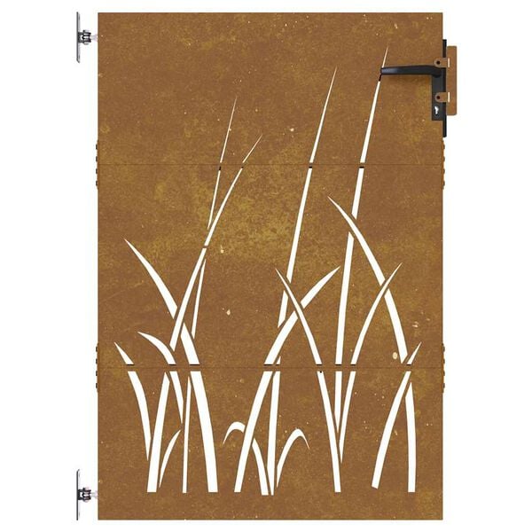 vidaXL Port&atilde;o de jardim 85x150 cm a&ccedil;o corten design erva