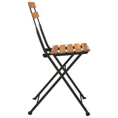 vidaXL Cadeiras de bistrô dobráveis 2 pcs madeira de teca maciça e aço