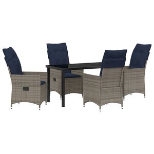 vidaXL Conjunto de Mesa e Cadeiras 5 pcs Cinzeto Rattan de PE