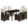 vidaXL 7 pcs conjunto bistr&ocirc; de jardim c/ almofad&otilde;es vime PE castanho
