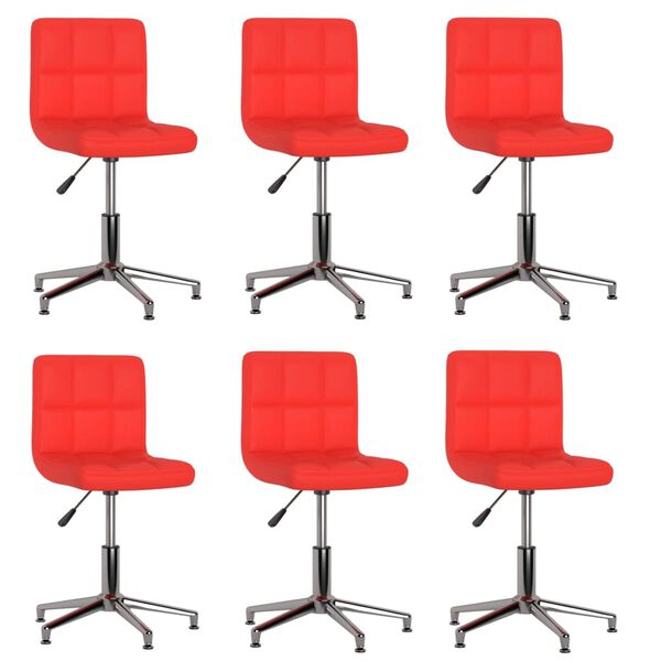 vidaXL Cadeiras de jantar girat&oacute;rias 6 pcs couro artificial vermelho