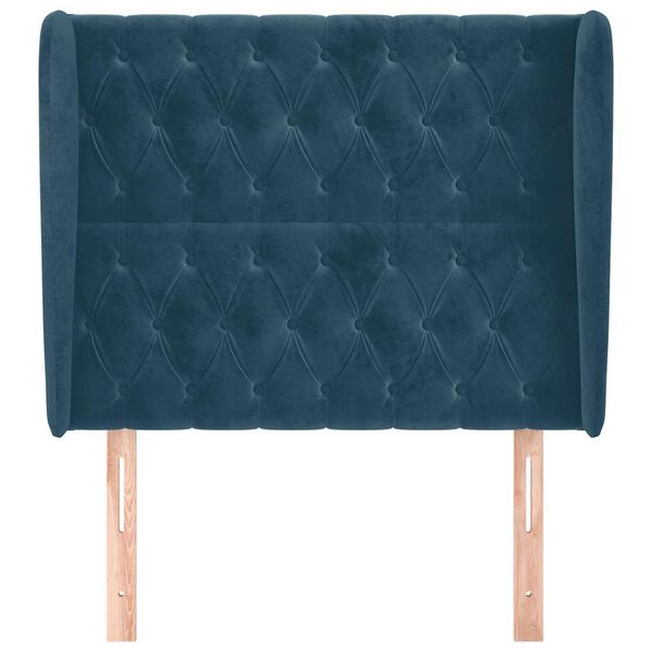 vidaXL Cabeceira cama c/ abas veludo 103x23x118/128 cm azul-escuro