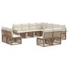 vidaXL Conjunto de Sof&aacute; de Jardim 11 pcs Bege vime PE