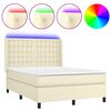 vidaXL Cama box spring c/ colch&atilde;o/LED 140x200cm couro artificial creme