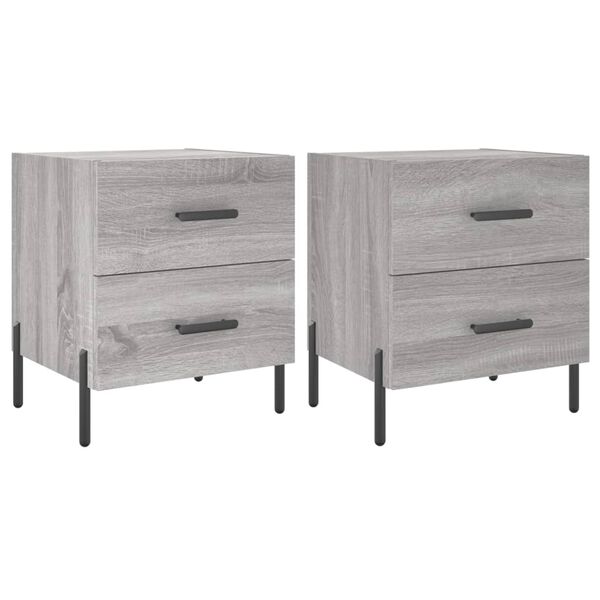 vidaXL Mesas de cabeceira 2 pcs derivados de madeira sonoma cinza