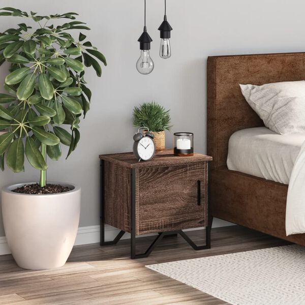 vidaXL Mesa de cabeceira 40x30x40 cm contraplacado carvalho castanho