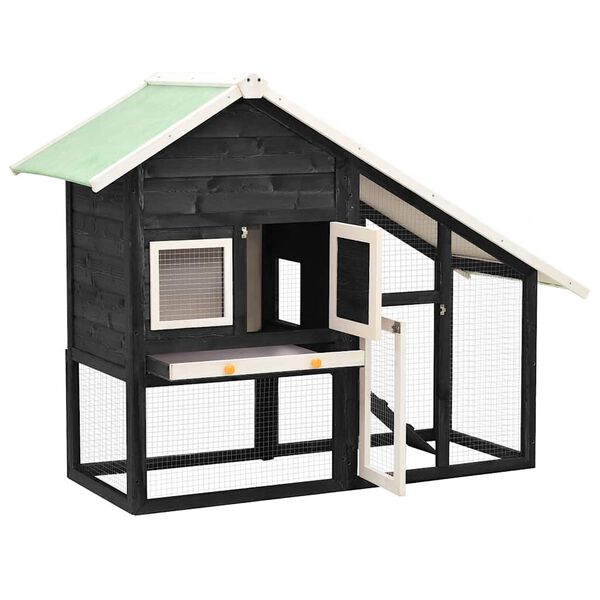 vidaXL Coelheira 140x63x120 cm madeira abeto maciça cinzento e branco