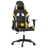 vidaXL Cadeira gaming massagens couro artificial preto e dourado