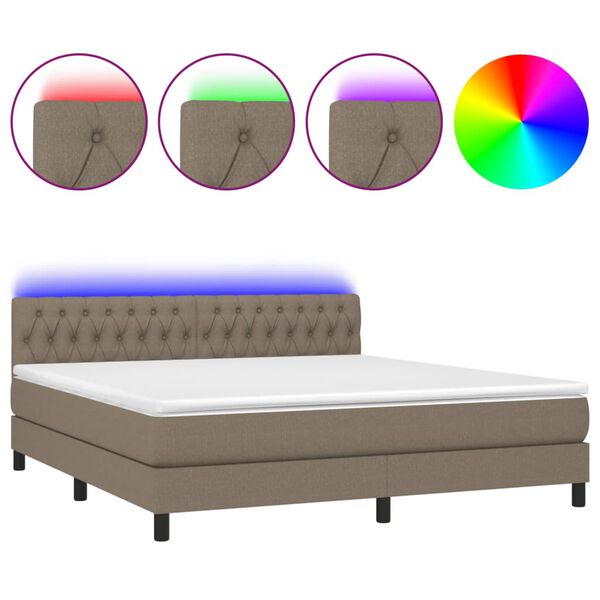 vidaXL Cama box spring colch&atilde;o/LED 160x200 cm tecido cinza-acastanhado