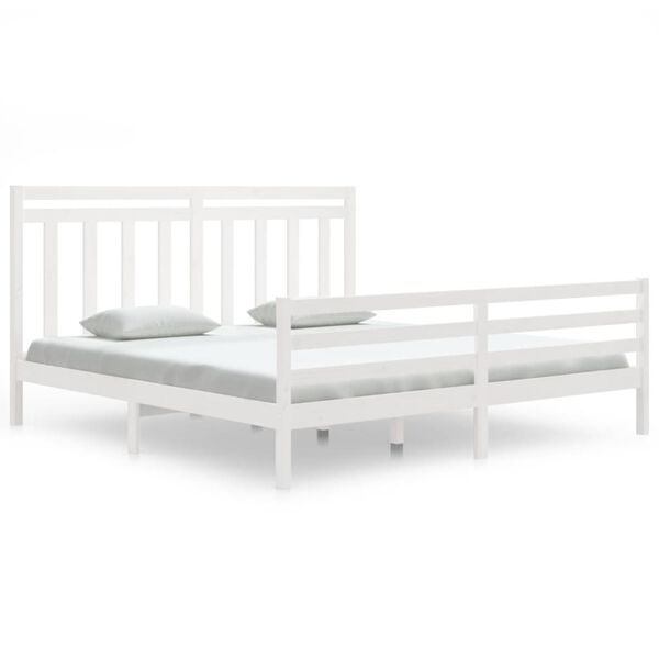 vidaXL Estrutura de cama super king pinho maci&ccedil;o 180x200 cm branco