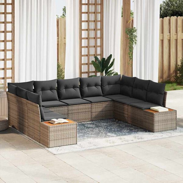 vidaXL Conjunto de Sof&aacute; de Jardim 5 pcs Cinzeto Polirattan