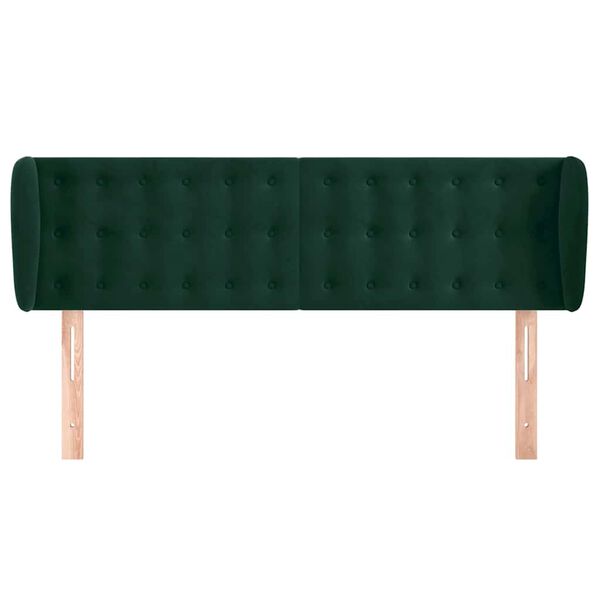 vidaXL Cabeceira de cama c/ abas veludo 147x23x78/88cm verde-escuro