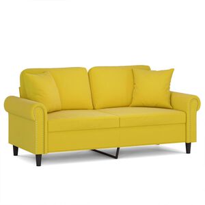 vidaXL Sof&aacute; 2 lugares c/ almofadas decorativas 140 cm veludo amarelo