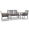 vidaXL 4 pcs conjunto lounge de jardim c/ almofad&otilde;es a&ccedil;o preto