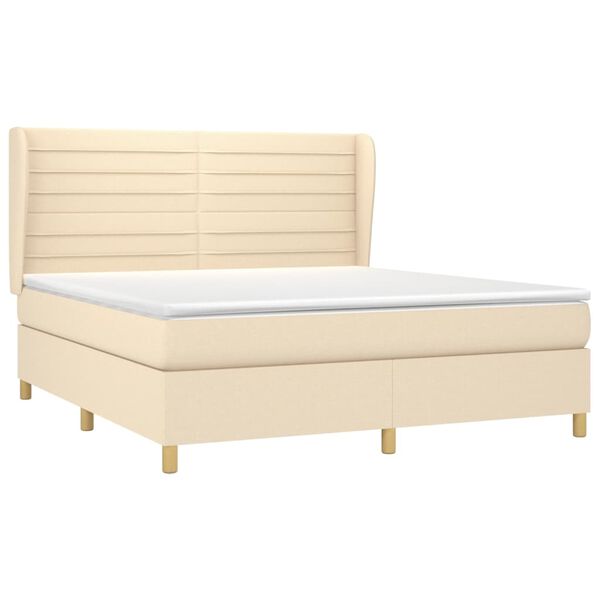 vidaXL Cama com molas/colch&atilde;o 180x200 cm tecido cor creme