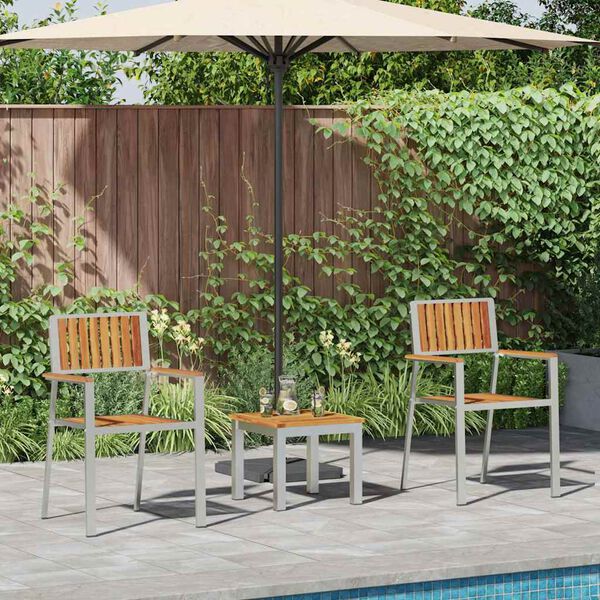 vidaXL ConjuntodeJantarparaJardim 3 pcs Madeira de Acácia Sólida