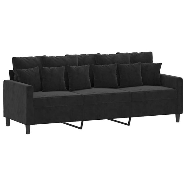 vidaXL Sof&aacute; de 3 lugares 180 cm veludo preto