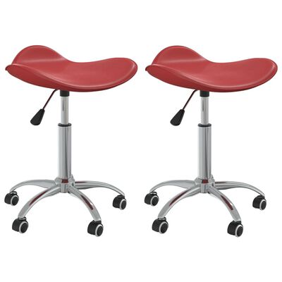 vidaXL Cadeiras jantar giratórias 2pcs couro artificial vermelho tinto