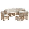 vidaXL Conjunto de Sof&aacute;s para Exterior 8 pcs Natural Poli&eacute;ster