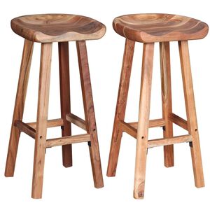 vidaXL Bancos de bar 2 pcs madeira ac&aacute;cia maci&ccedil;a