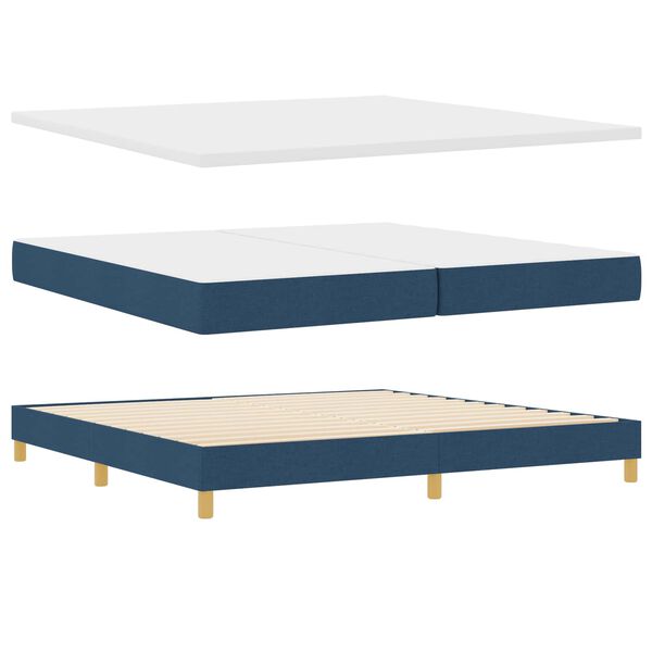 vidaXL Cama Box com colch&atilde;o com cabeceira Azul 200 x 200 cm tecido