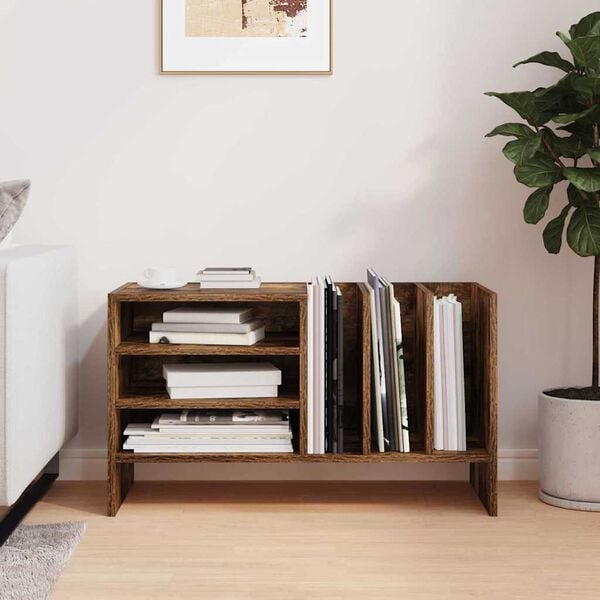 vidaXL Armário para discos de vinil com prateleira Carvalho Defumado