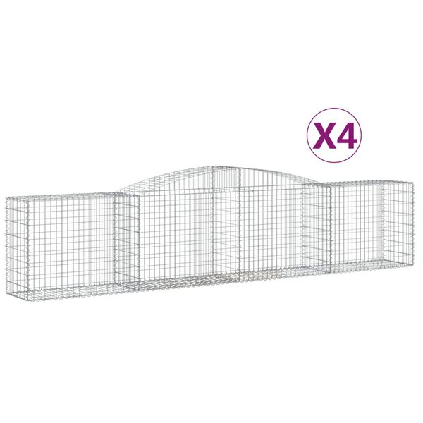 vidaXL Cestos gabião arqueados 4 pcs 400x50x80/100cm ferro galvanizado