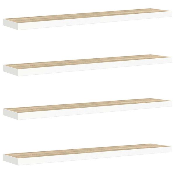 vidaXL Prateleiras parede 4 pcs 120x23,5x3,8 cm MDF carvalho e branco