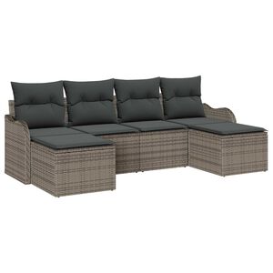 vidaXL Conjunto de Sof&aacute; de Jardim 6 pcs Cinzeto Rattan Sint&eacute;tico