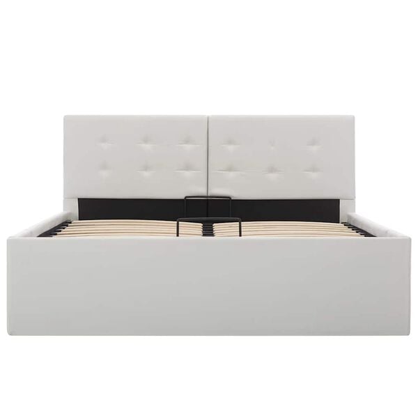 vidaXL Cama hidr&aacute;ulica c/ arruma&ccedil;&atilde;o 120x200cm couro artificial branco
