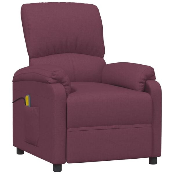 vidaXL Poltrona de massagens tecido roxo