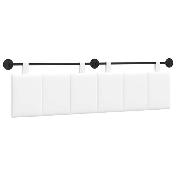 vidaXL Cabeceira Suspensa Riscas Branco 170 x 55 x 5 cm tecido