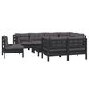 vidaXL 9 pcs conjunto lounge jardim c/ almofad&otilde;es pinho maci&ccedil;o preto