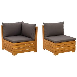 vidaXL Conjunto de Lounge de Jardim com almofada 2 Pe&ccedil;a Castanho