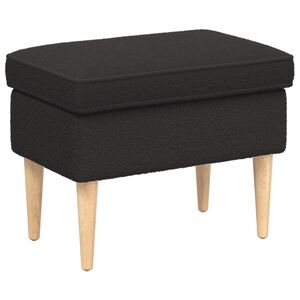 vidaXL Pufe para os P&eacute;s Preto 55 x 35 x 41 cm Boucl&eacute;