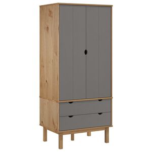 vidaXL Roupeiro OTTA 76,5x53x172 cm pinho maciço castanho/cinza