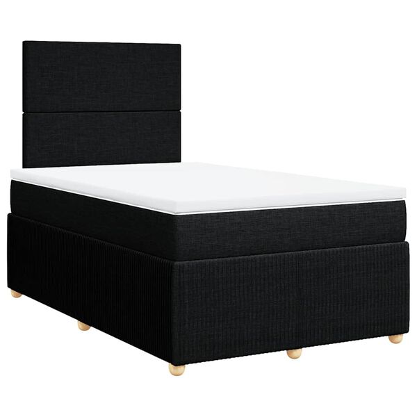 vidaXL Cama boxspring com colch&atilde;o 120x190 cm tecido preto