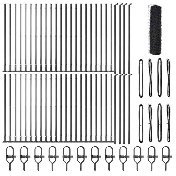 vidaXL Poste de Cerca Cinzeto 100 x 0,4 m (malha de 36 mm) A&ccedil;o e PVC