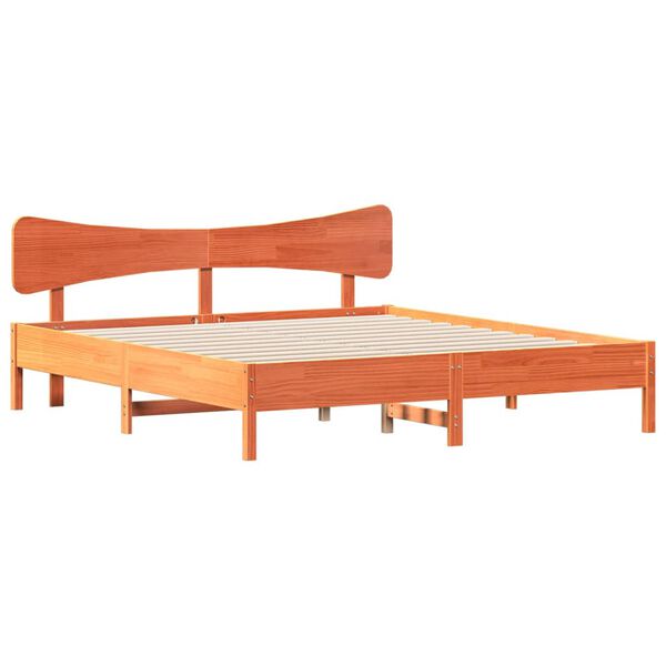vidaXL Cama sem colch&atilde;o 200x200 cm pinho maci&ccedil;o castanho-mel