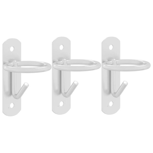 vidaXL Ganchos de parede para baldes 3 pcs a&ccedil;o galvanizado prateado