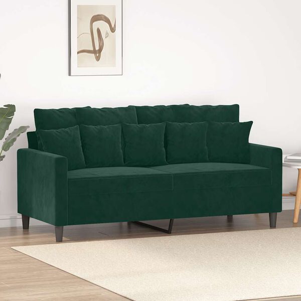 vidaXL Sof&aacute; de 2 lugares 140 cm veludo verde-escuro