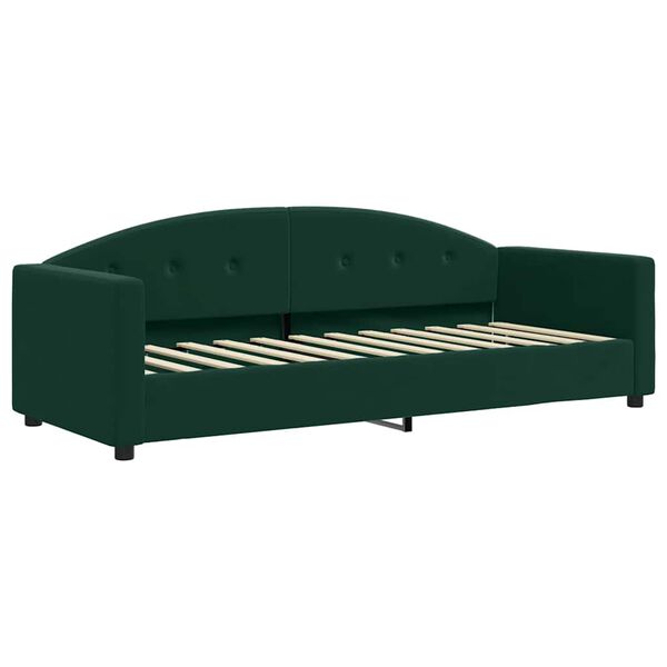 vidaXL Sof&aacute;-cama com colch&atilde;o 90x200 cm veludo verde-escuro
