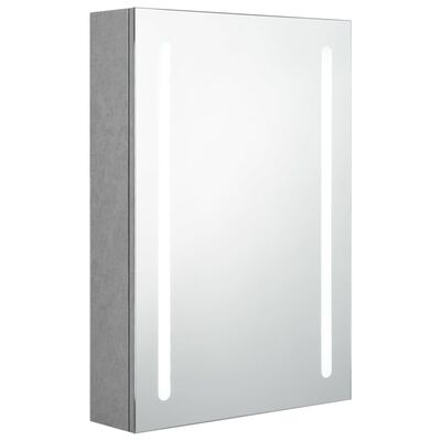 vidaXL Armário espelhado casa de banho LED 50x13x70cm cinzento cimento