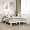 vidaXL Cama com estante sem colch&atilde;o 140x190 cm pinho maci&ccedil;o branco