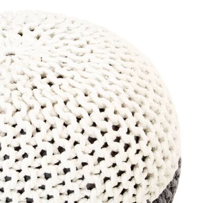 vidaXL Pufe tricotado à mão 50x35 cm algodão antracite e branco